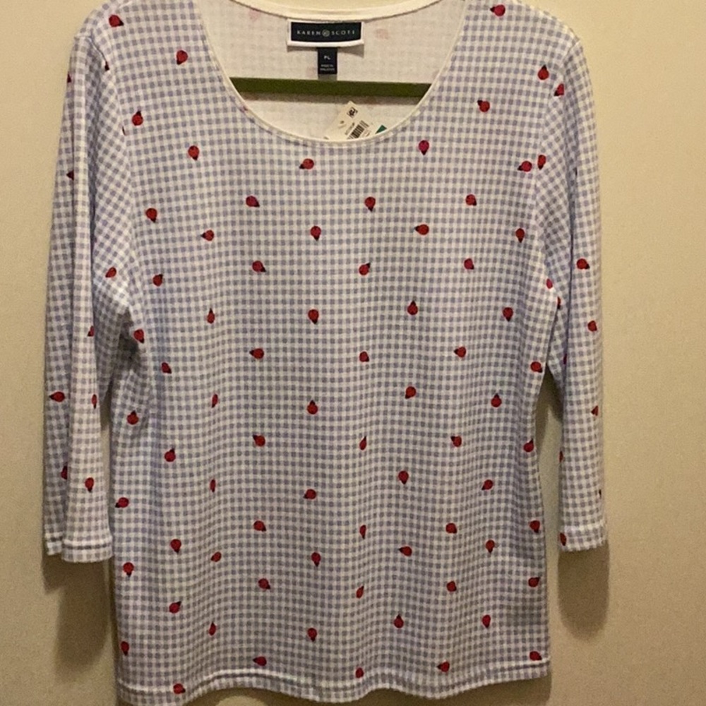 Karen Scott casual top.  Cotton/Polyester blend.  Size PL